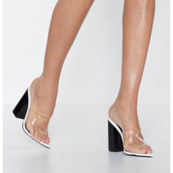 Nasty Gal White and Clear Slip on Heels 8 - Picture 4 of 4